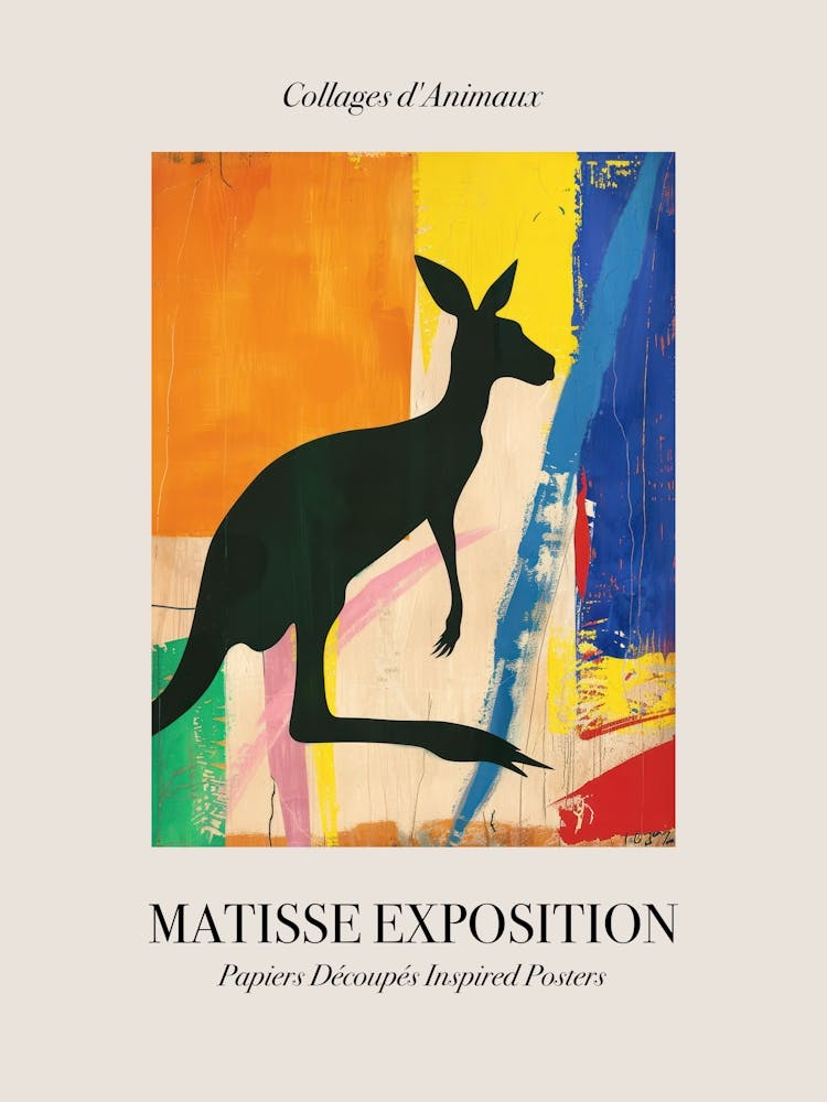 Kangaroo 4 Matisse Inspired Exposition Animals Poster