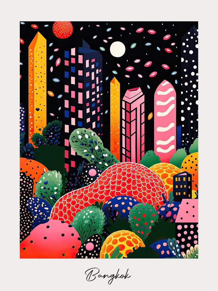 Poster Of Bangkok, Illustration In The Style Of Pop Art 4