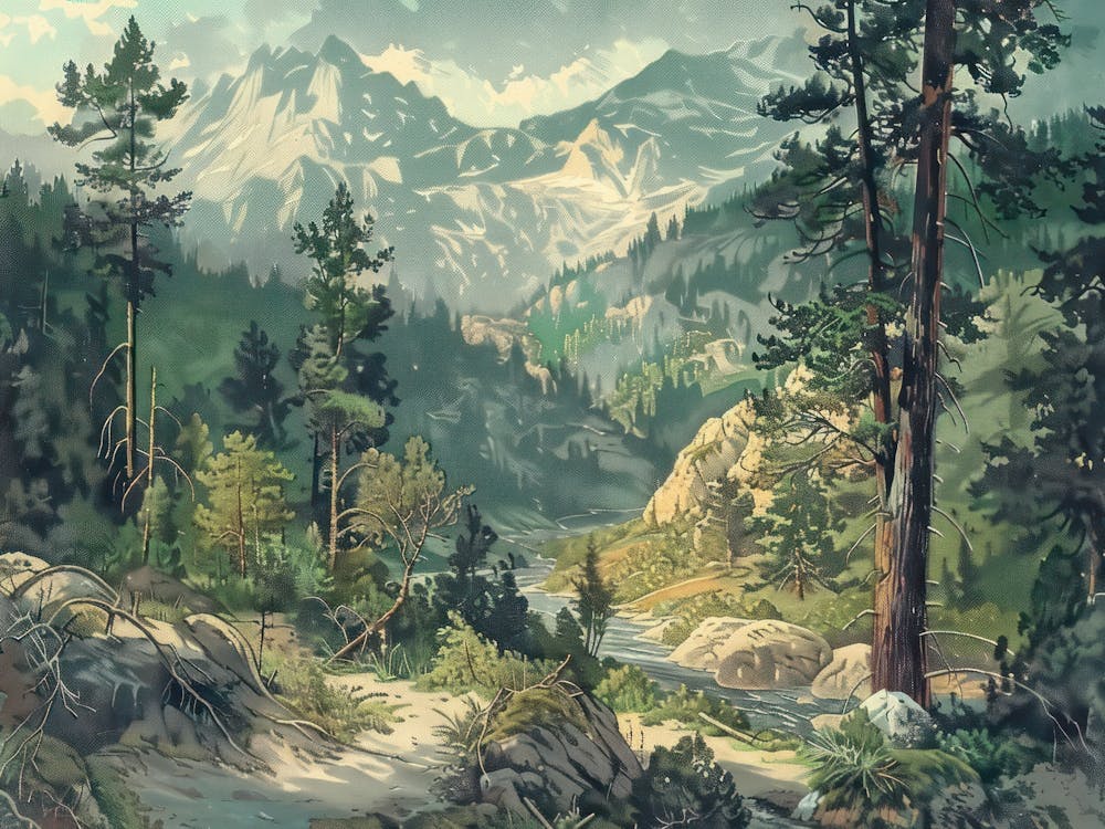 Vintage Wooded Pines 4