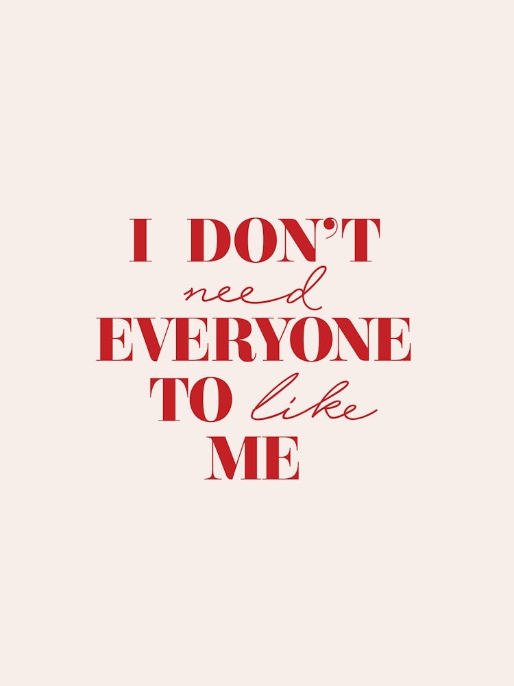 I Don't Need Typography  Poster Vintage Red Beige Art Lover Inspired 