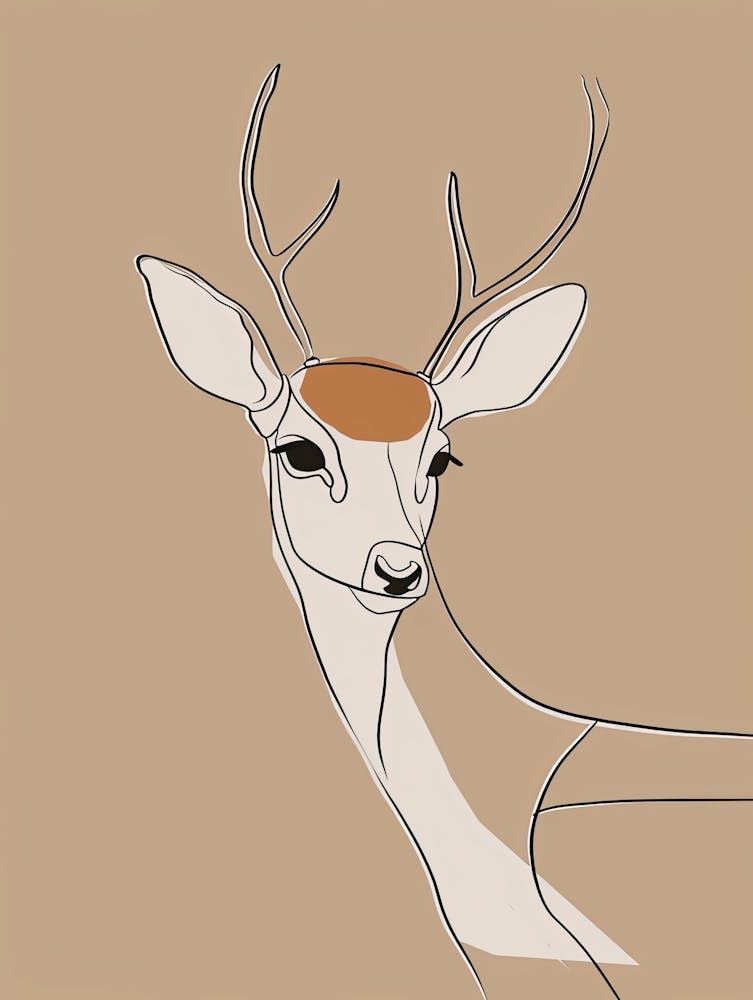 Deer - Boho, Line Art 7
