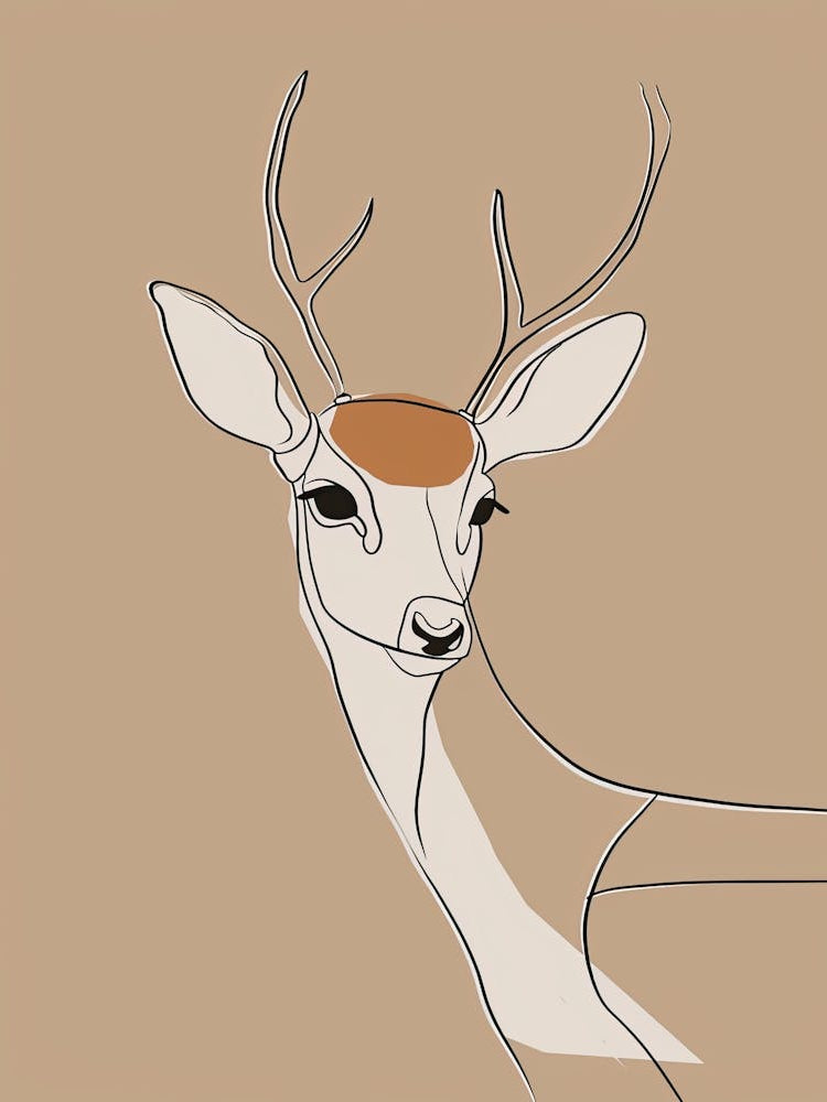 Deer - Boho, Line Art 7