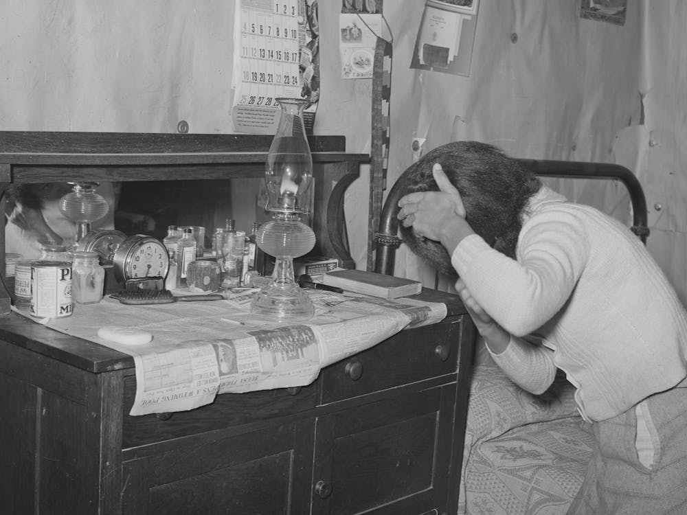 Wife Of Pomp Hall, Tenant Farmer, Combing Her Hair In The Morning, Creek County, Oklahoma, See General Captio