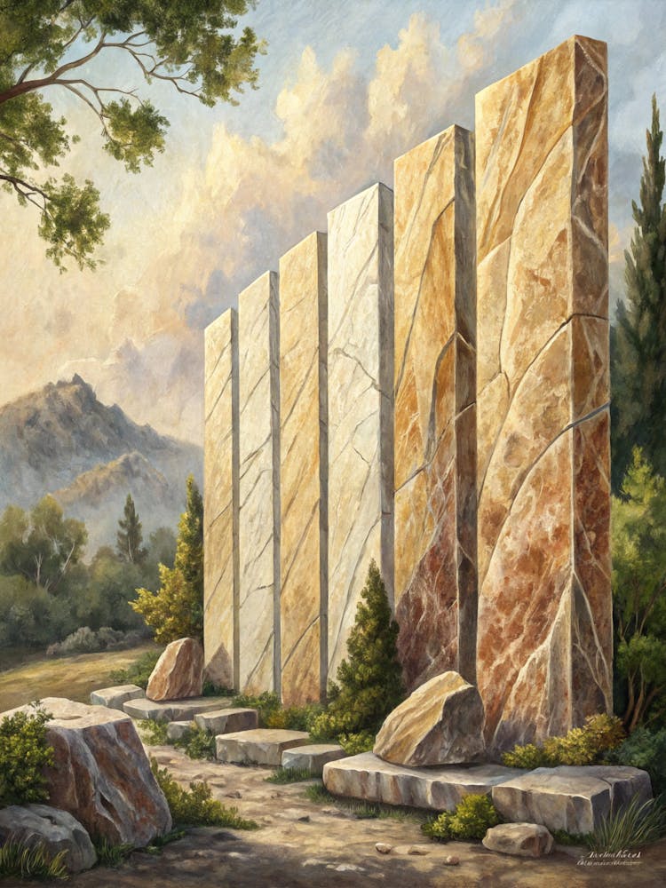 Oil Painting Style Vertical Slices Of Natural