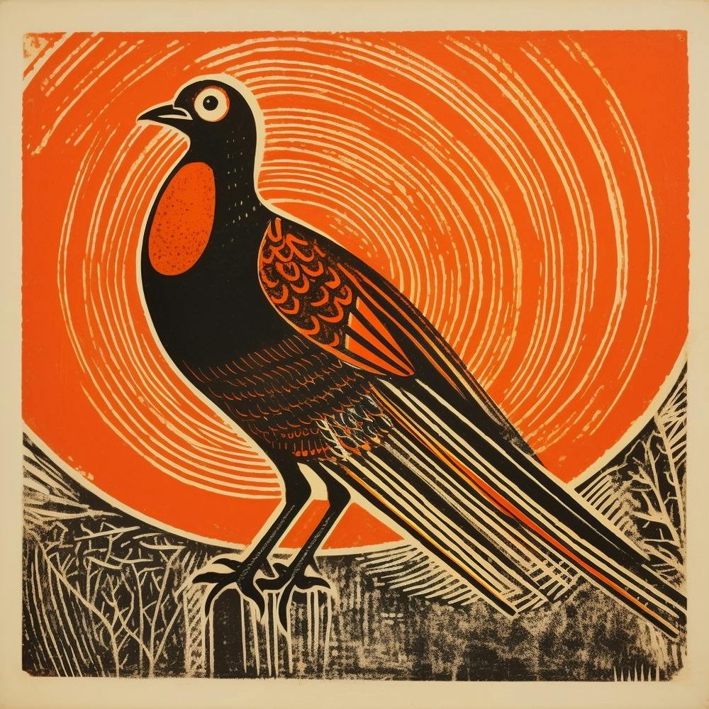 Lithographie D'oiseau Rétro Faisan 5
