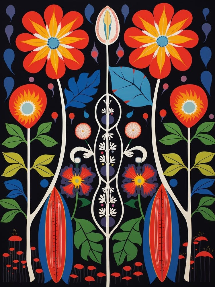 Flower Motif Painting Moonflower