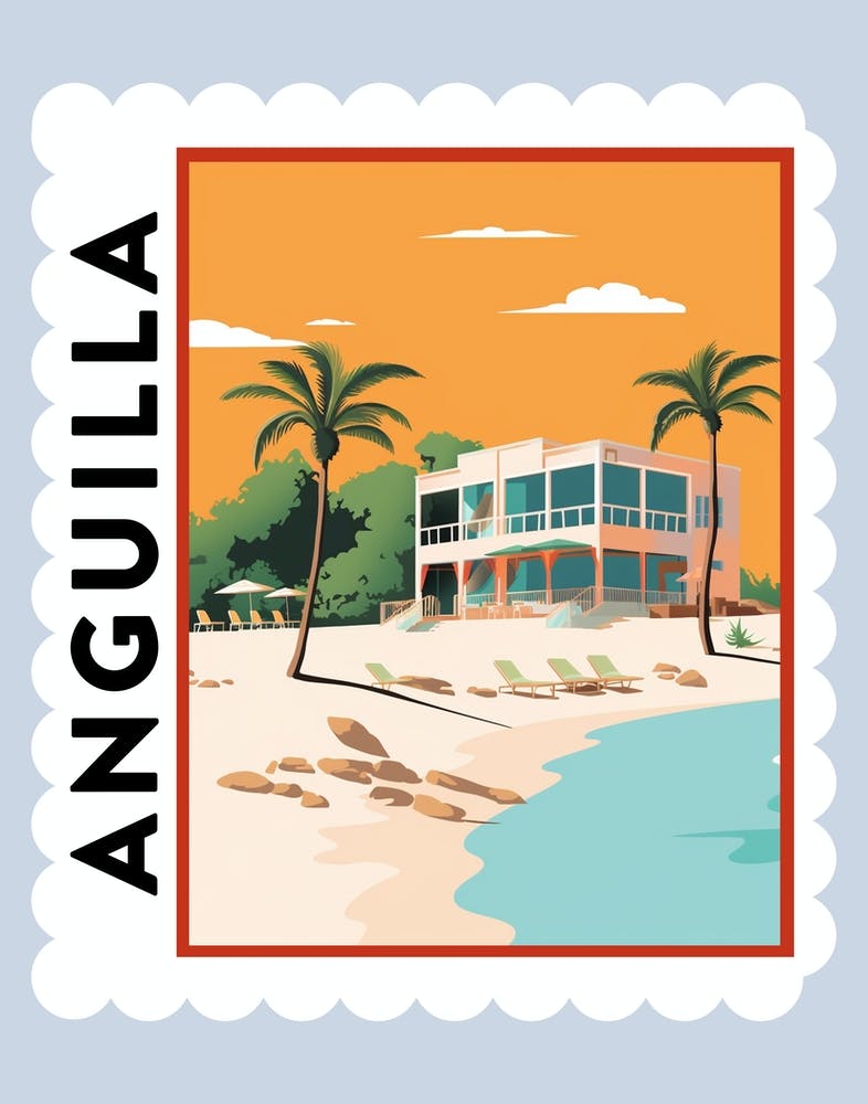 Anguilla 2 Travel Stamp Poster
