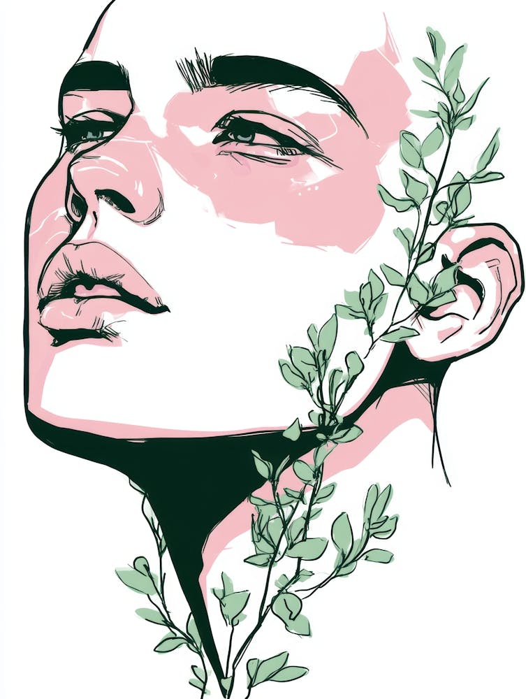 Woman'S Face With Leaves 5