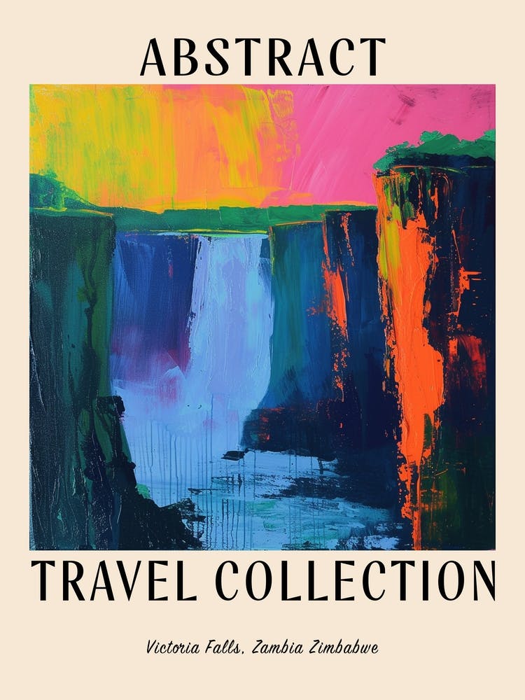 Abstract Travel Collection Poster Victoria Falls Zambia Zimbabwe 3