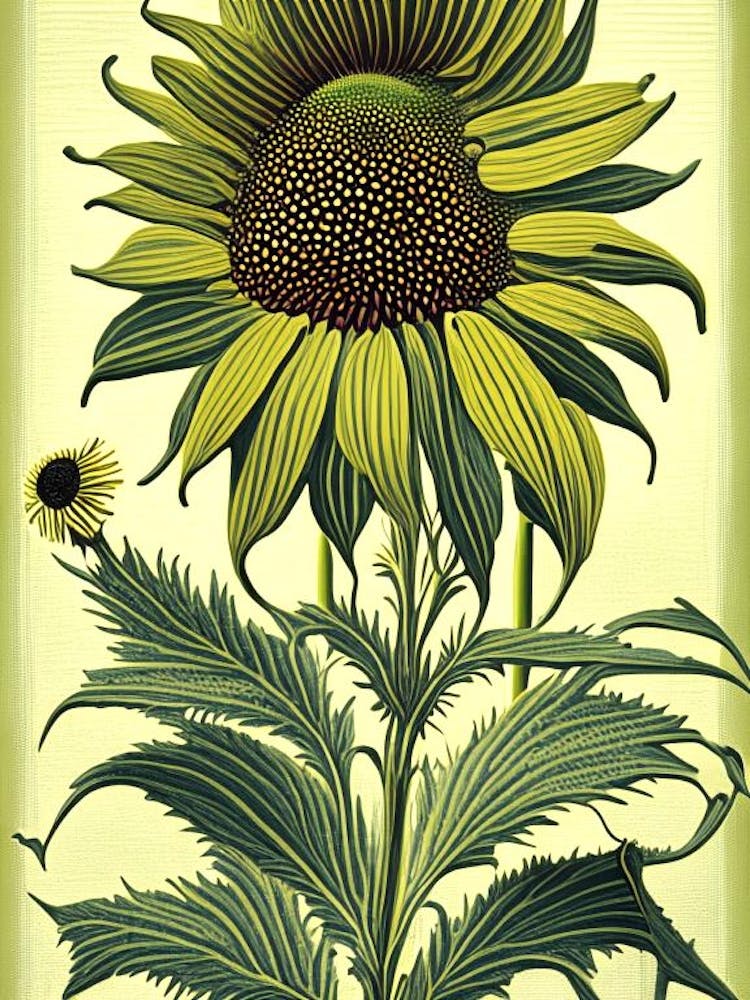 Gelber Sonnenhut 2 Blumen Botanisches Vintage Poster Blume