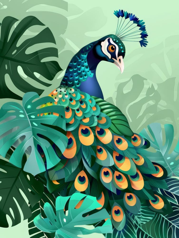 Peacock In The Jungle