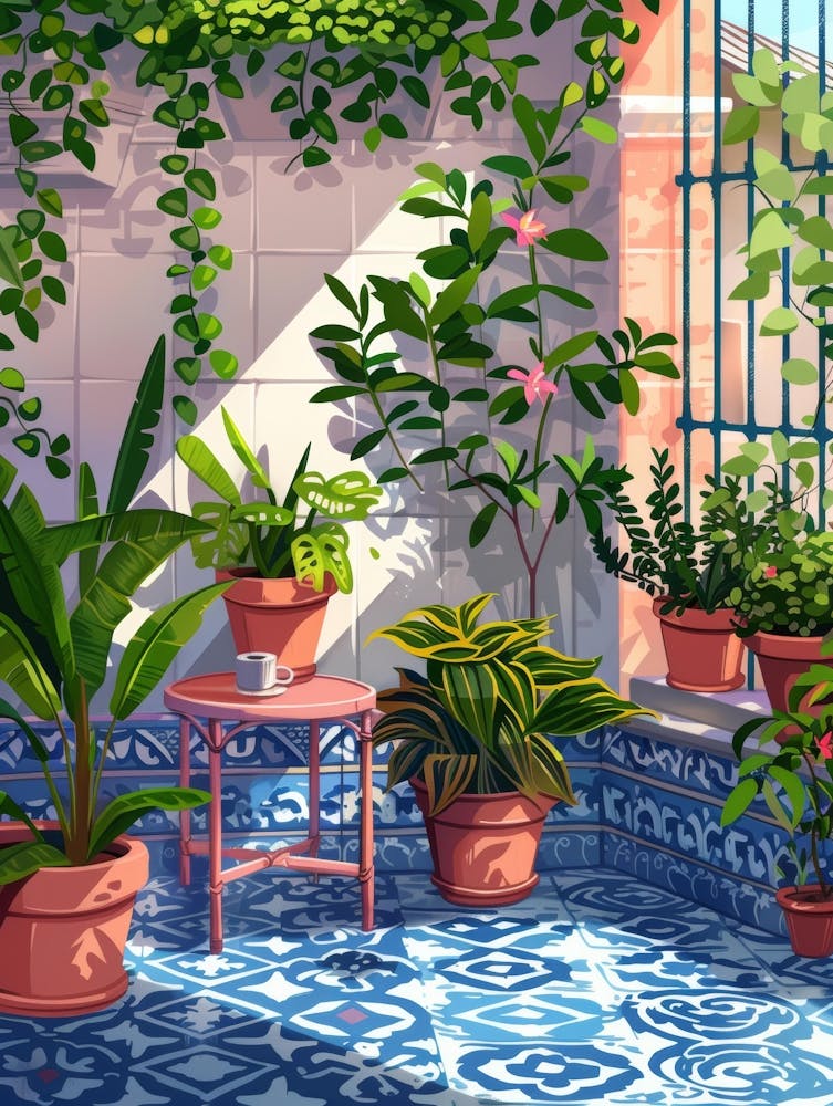 Garden With Potted Plants