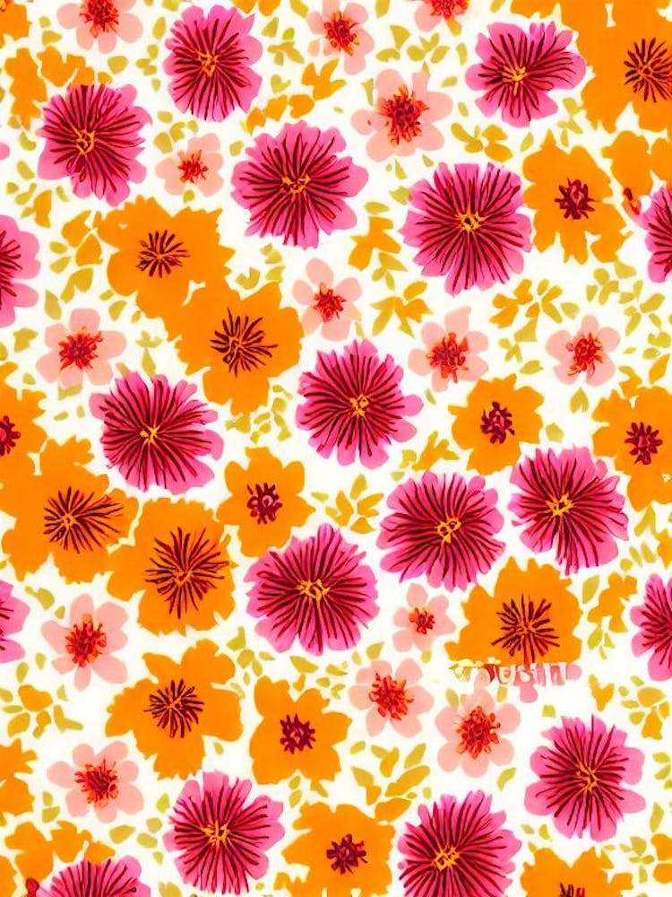 Foxglove Floral Print Retro Pattern 1 Flower