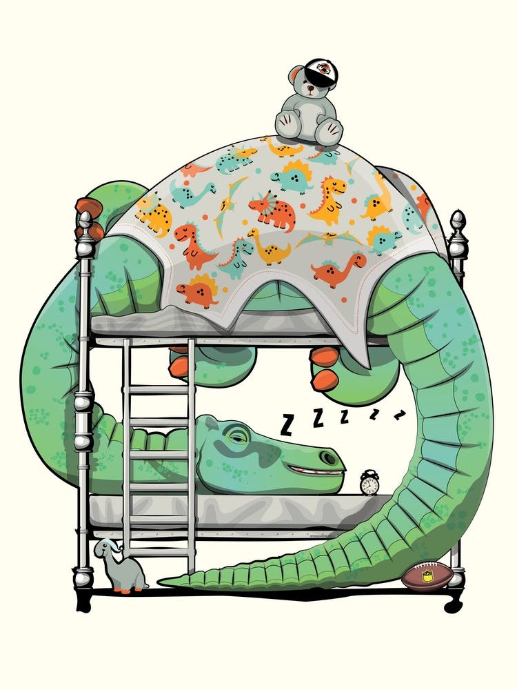 Dinosaur Diplodocus In Bed
