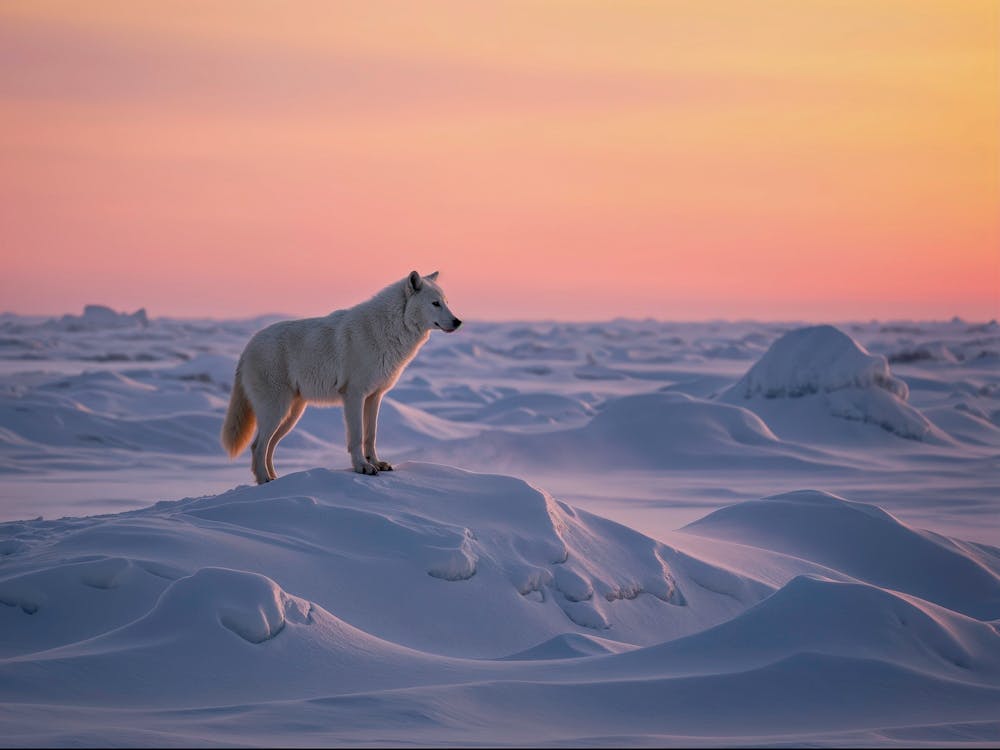 White Wolf At Sunset 1