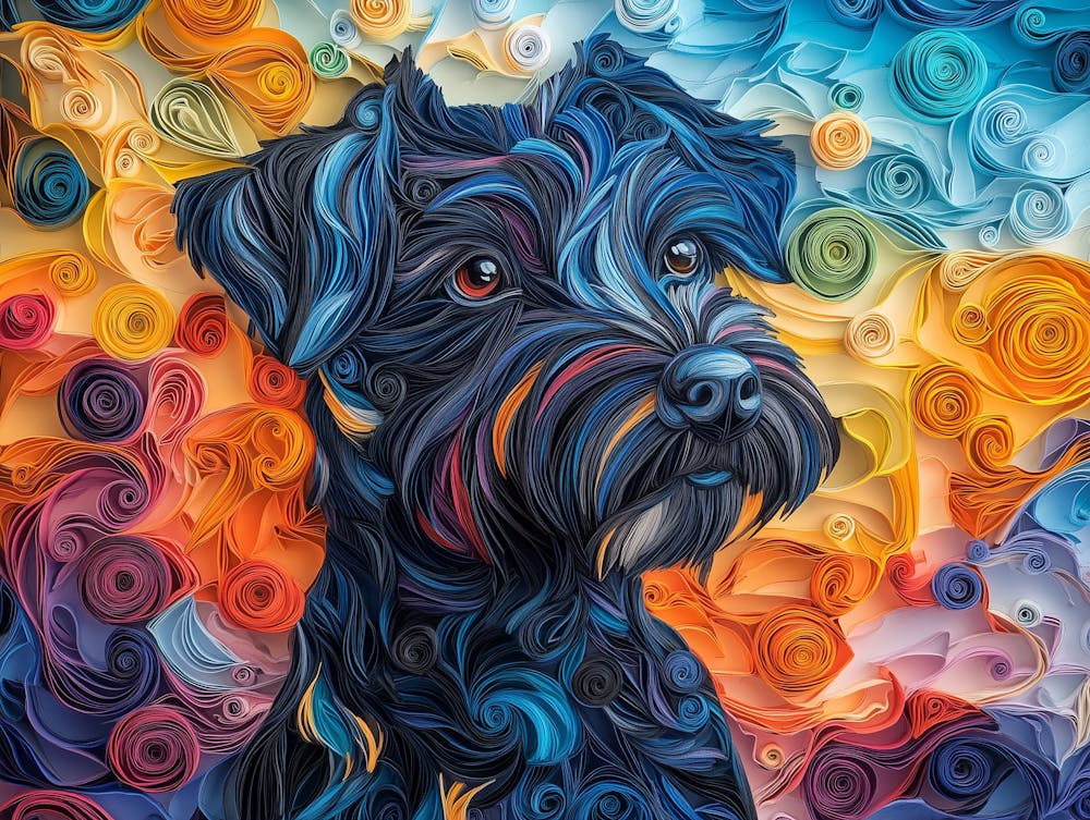 Black Russian Terrier Paper Quilling Dog Portrait