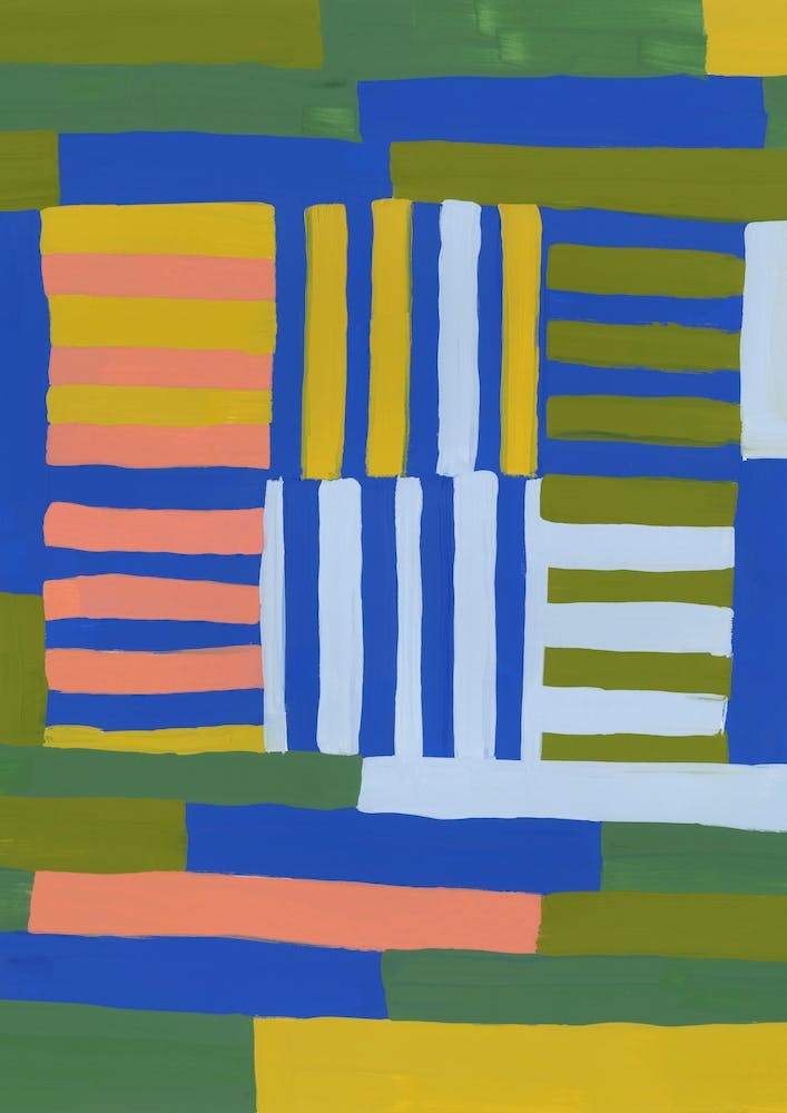 Painted Color Block Grid In Multi