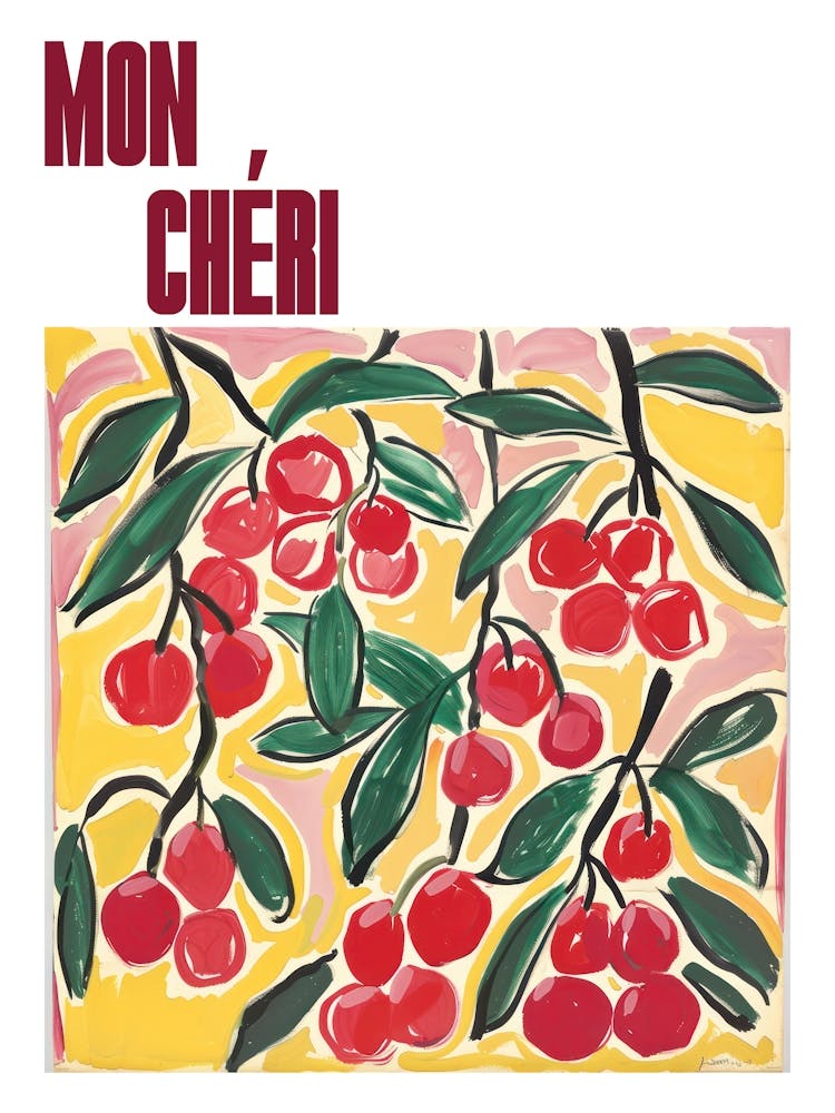 Mon Cheri Poster Cherry Painting Matisse Style 12
