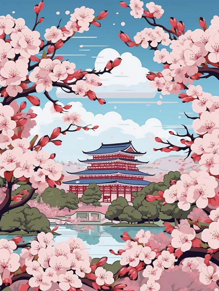 Cherry Blossoms Japanese Style Illustration 1