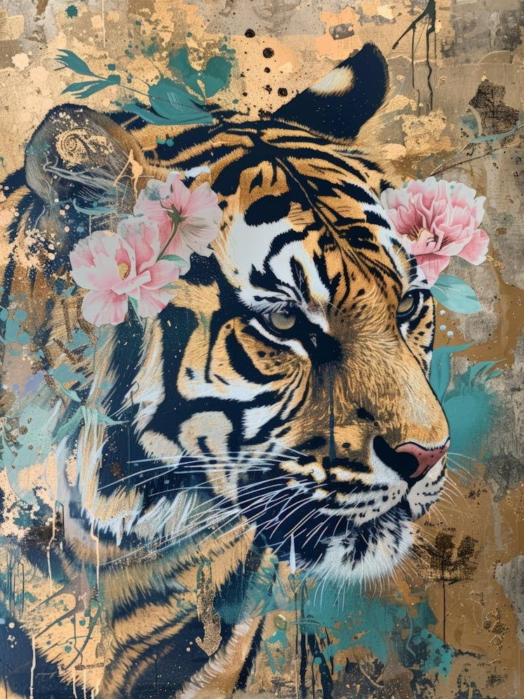 Tiger With Flowers 3