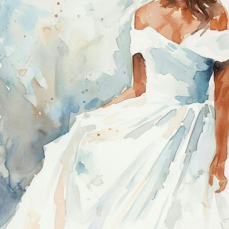 Watercolor Bridal Dress Close Up 17