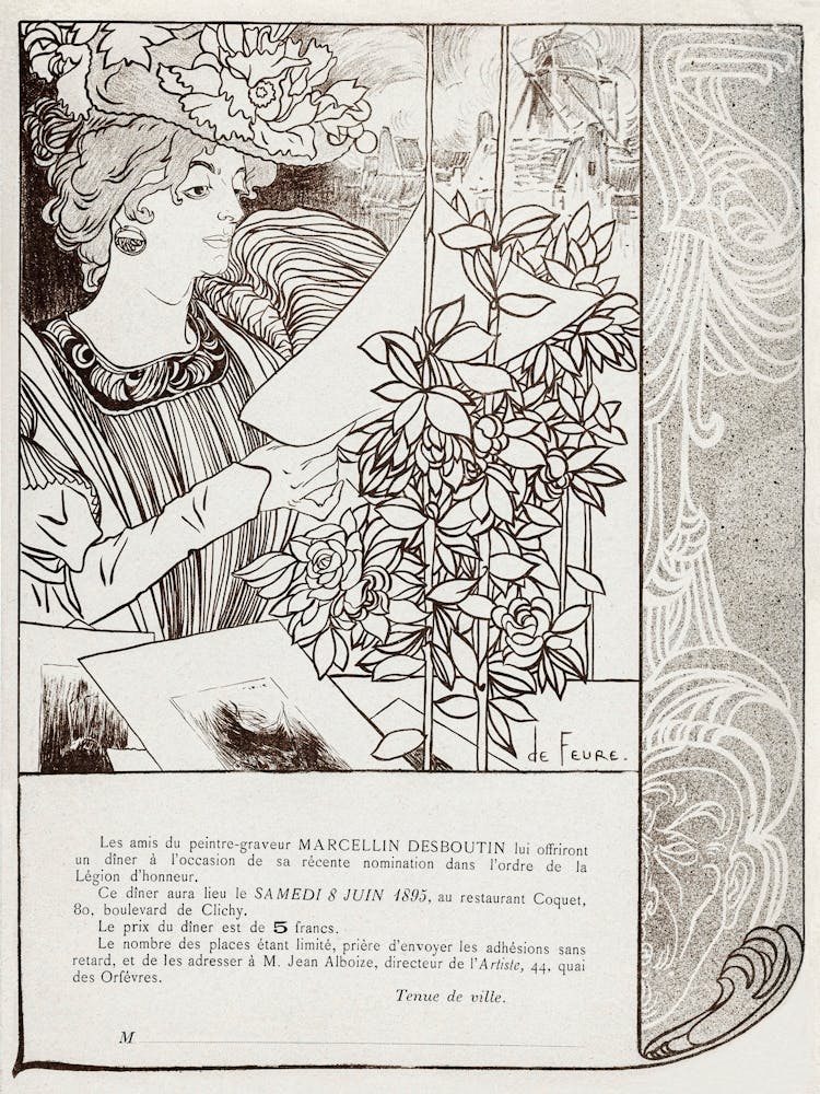 Invitation to a Dinner in Honor of Marcellin Desboutin (ca. 1895), Georges de Feure