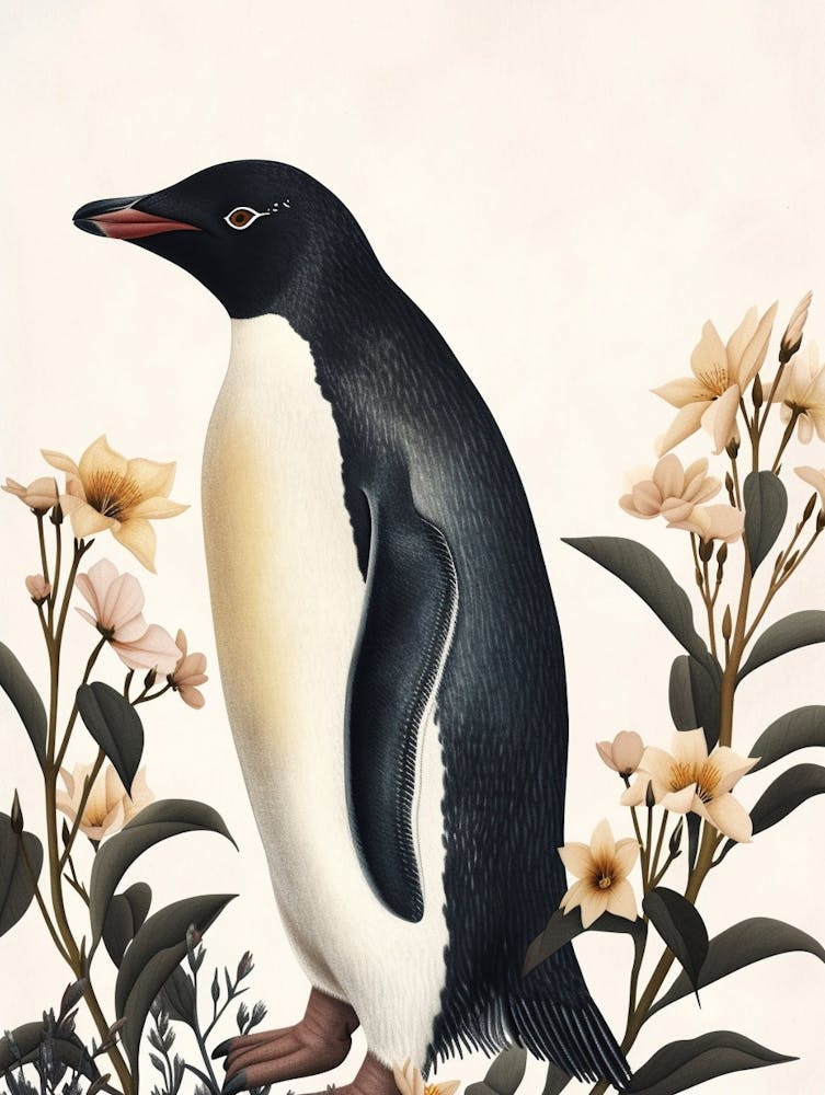 Adlie Penguin Saunders Island Vintage Botanical Painting 2