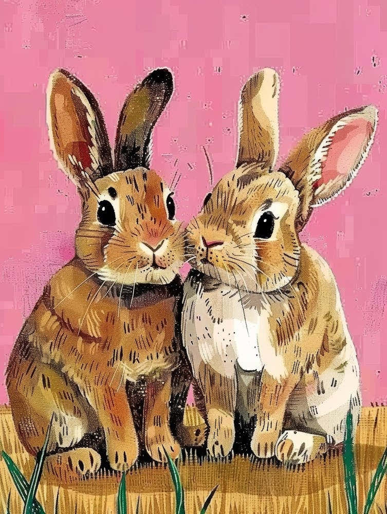 Two Rabbits Canvas Print