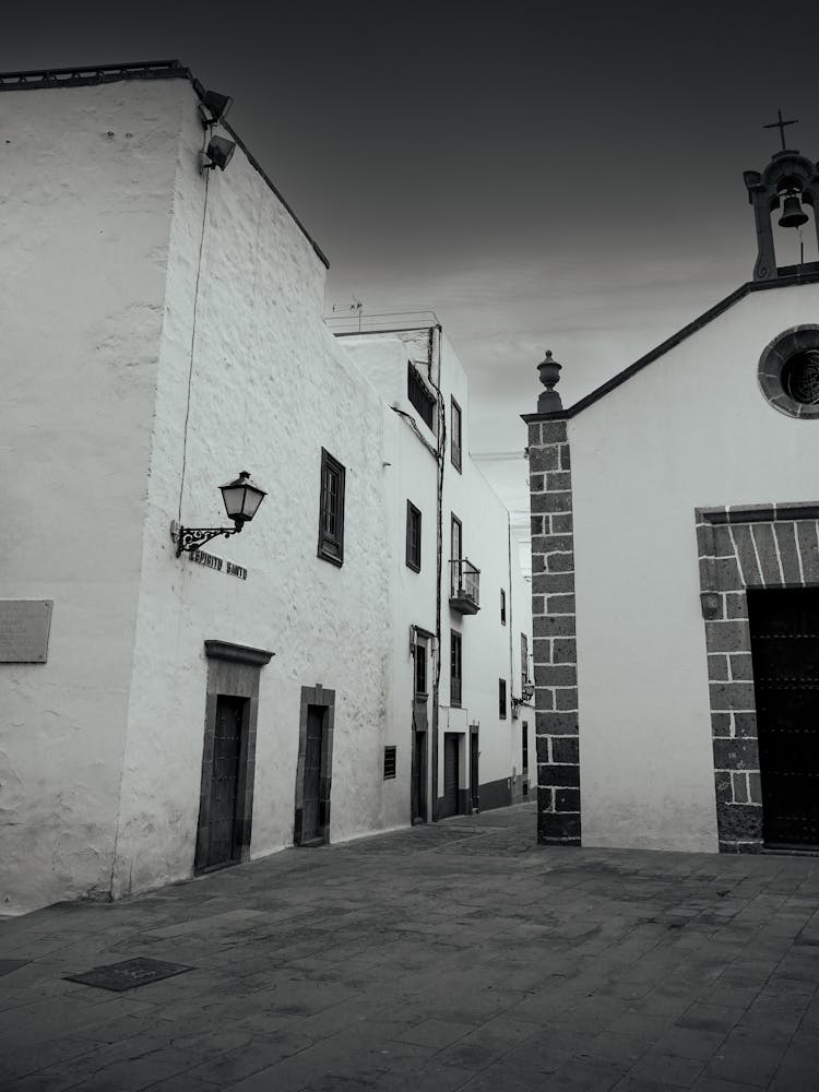 Black And White European Street Scene