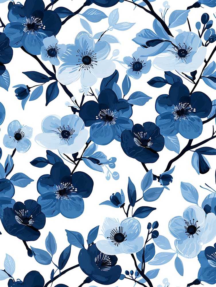 Blue And White Floral Pattern 15