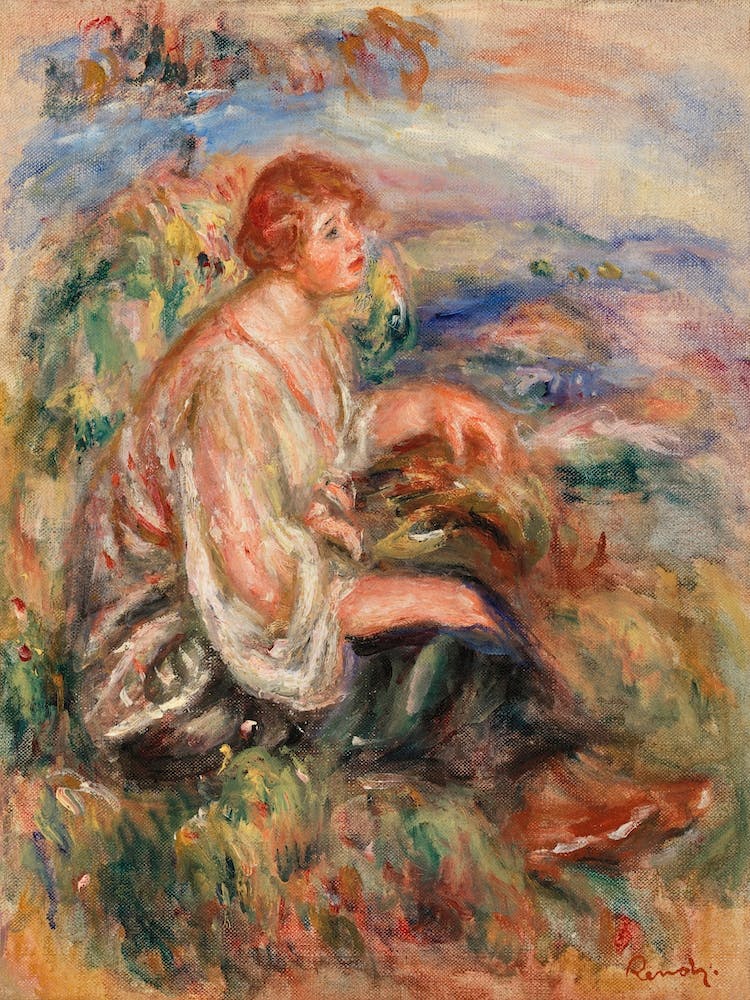 Frau in Tüllbluse und schwarzem Rock (1917), Pierre Auguste Renoir