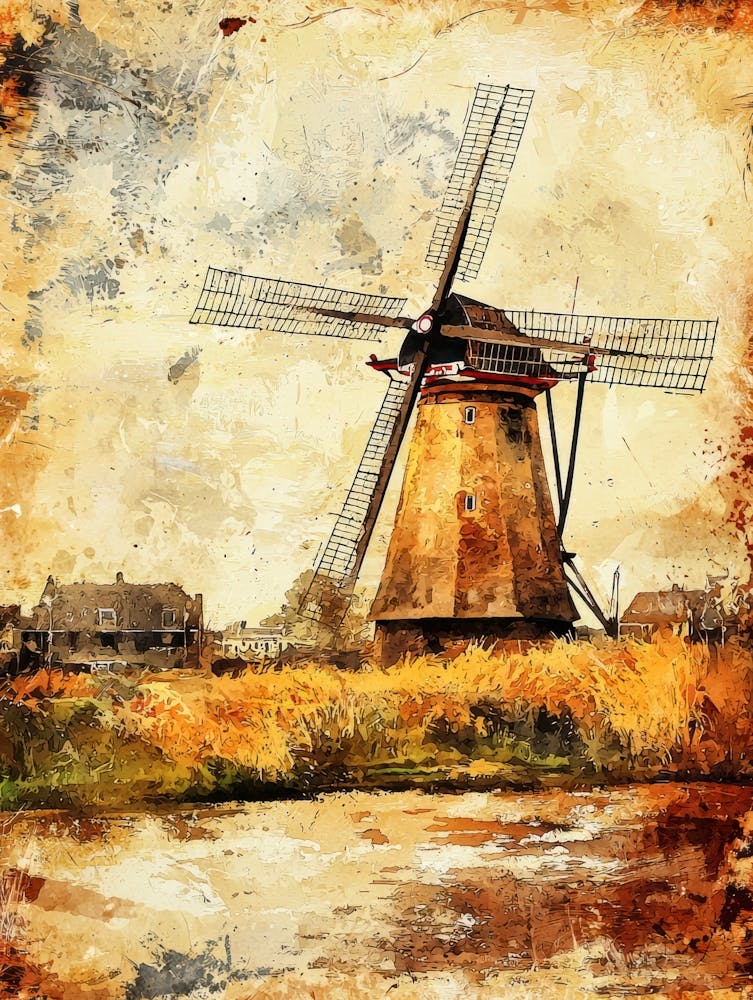 Windmill In The Dutch Countryside Photo