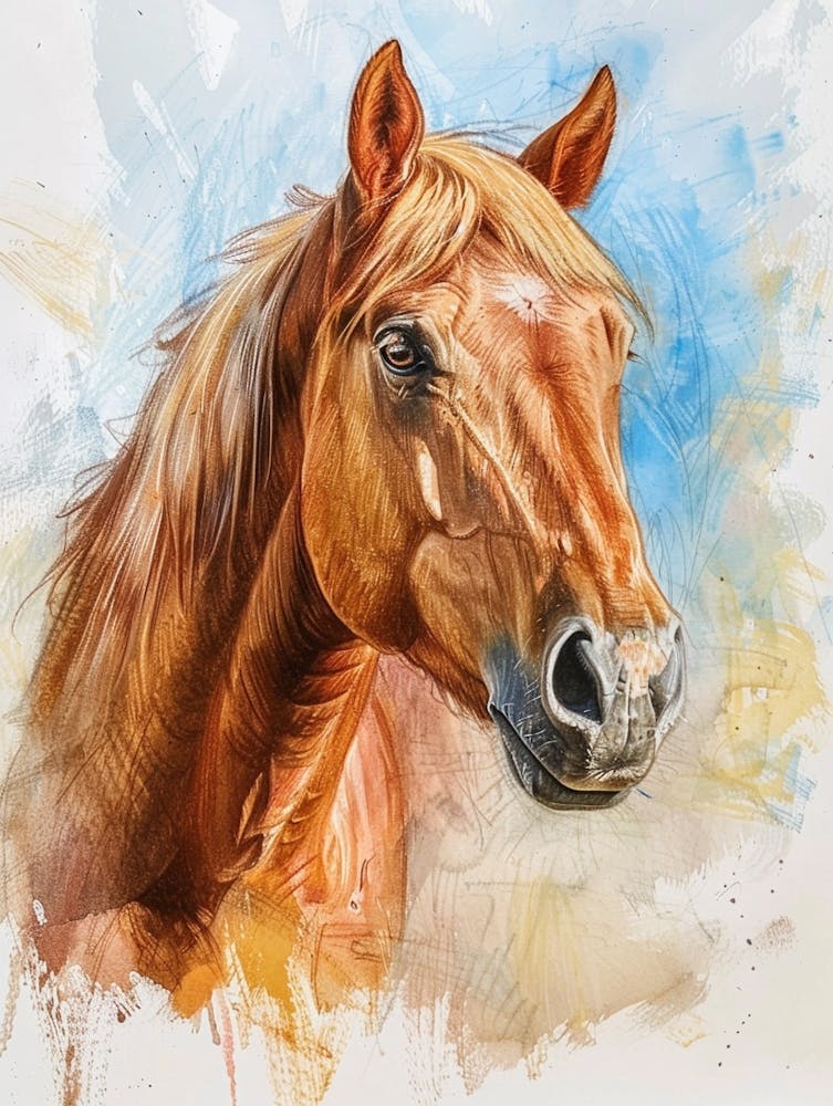 Horse Pastel Watercolour 1
