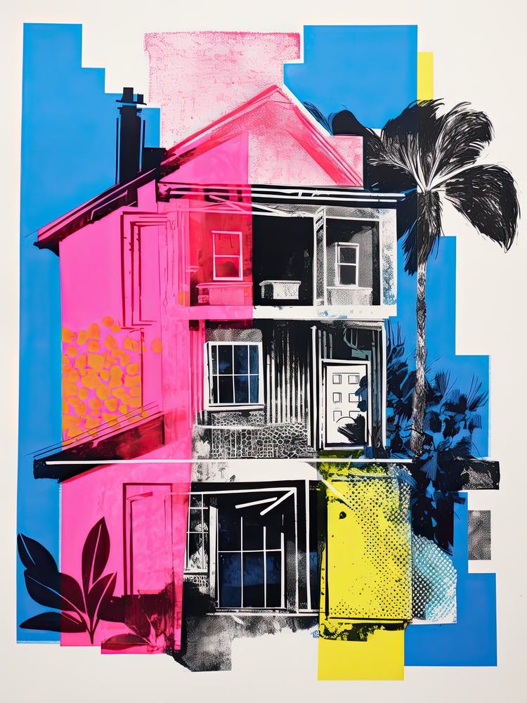 A House In Charleston, Abstract Risograph Style 3