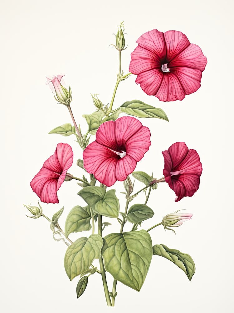 Petunias Flower Vintage Botanical 2