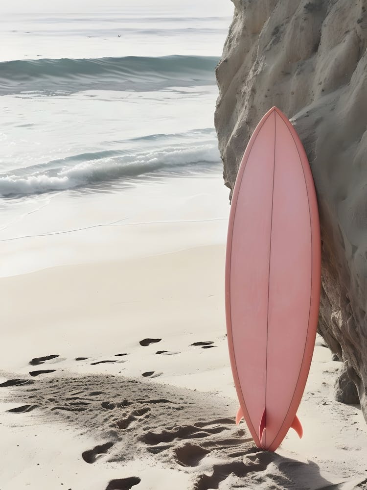 Pink Surfboard On The Beach 1