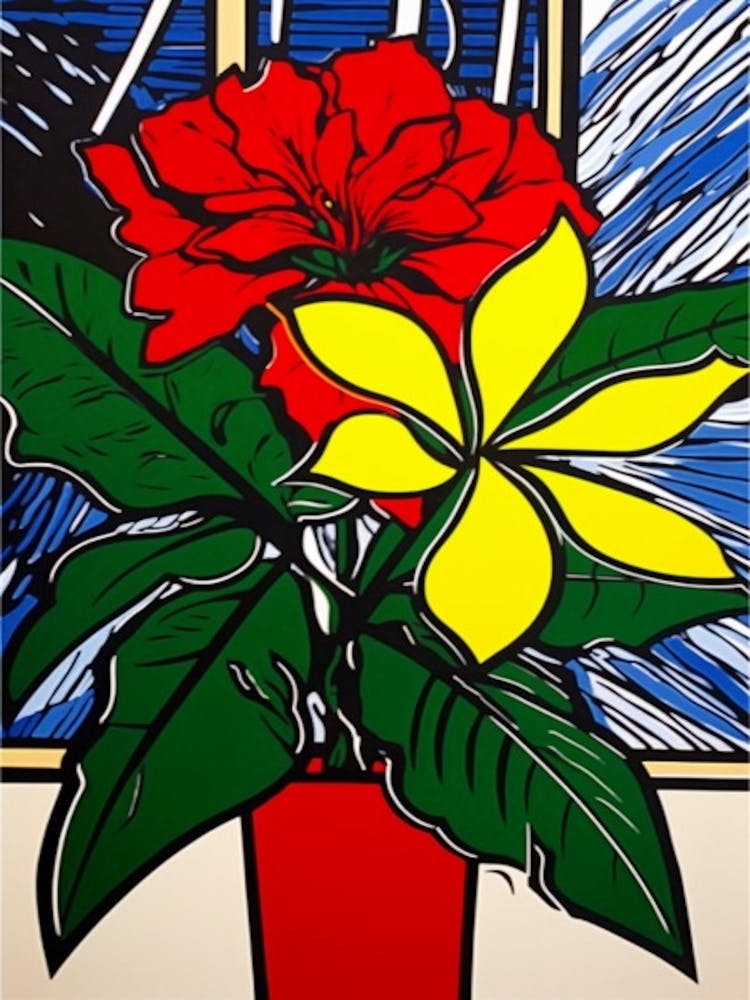 Poinsettia Flower Still Life  2 Pop Art Style