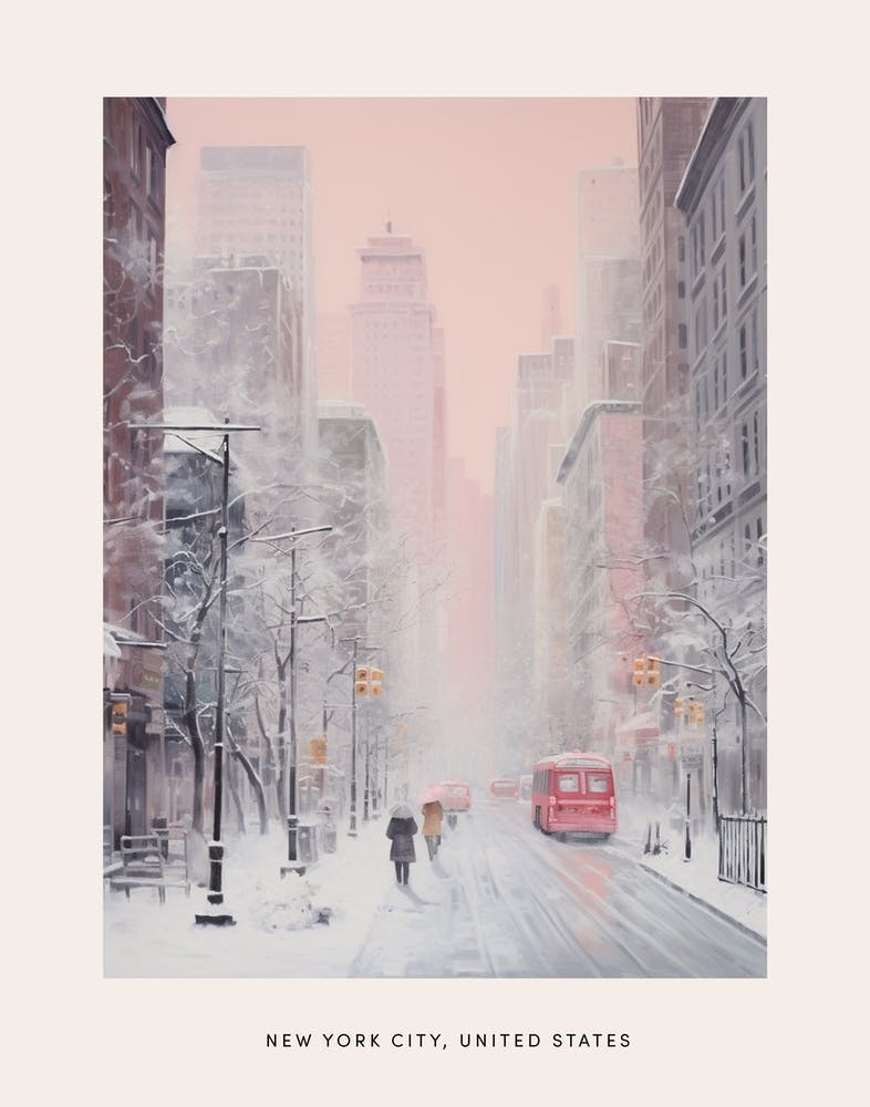 Dreamy Winter Painting Poster New York City Usa 5