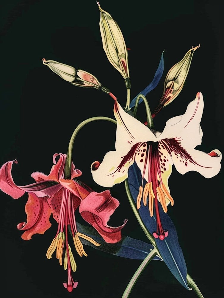 Neon Flowers On Black Bleeding Heart Dicentra 4