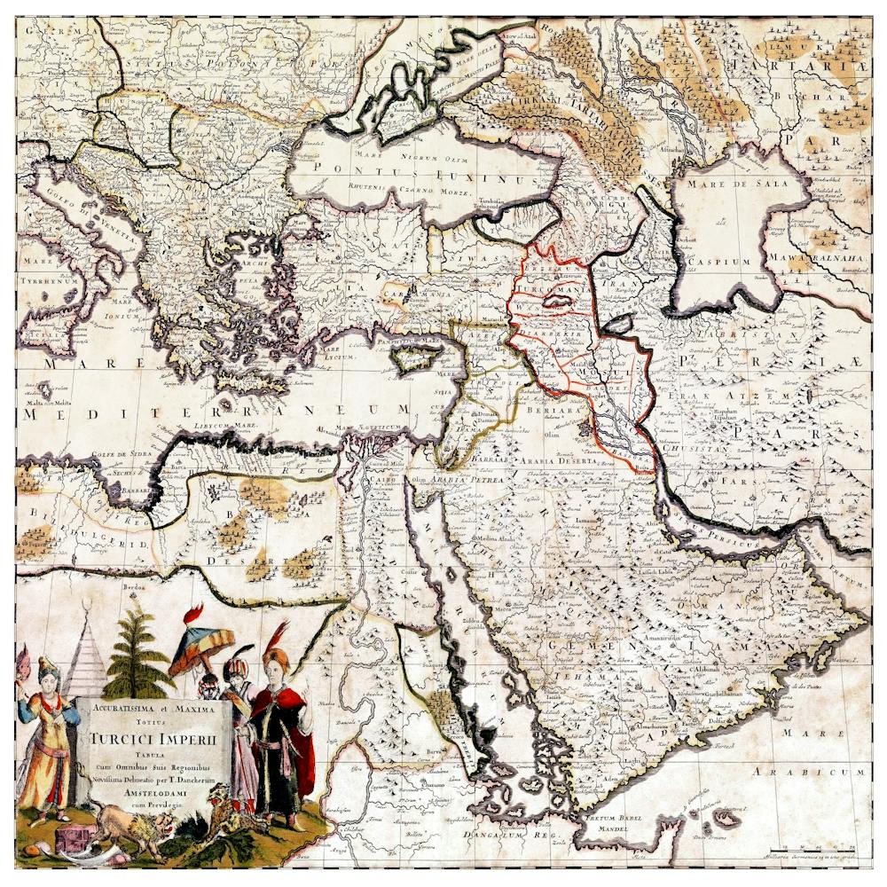 5204 Turcici Imperii Tabula Ottoman Empire Carte Picturale Vintage