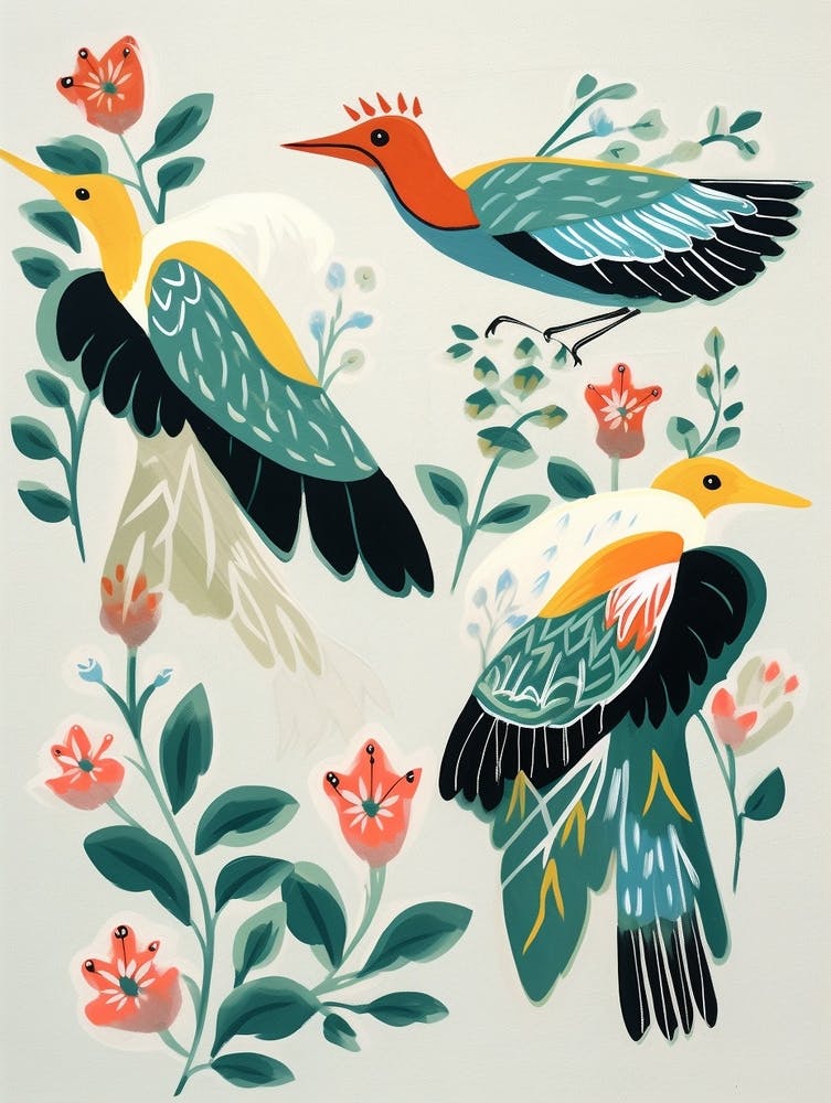 Folk Style Bird Painting Egret 2