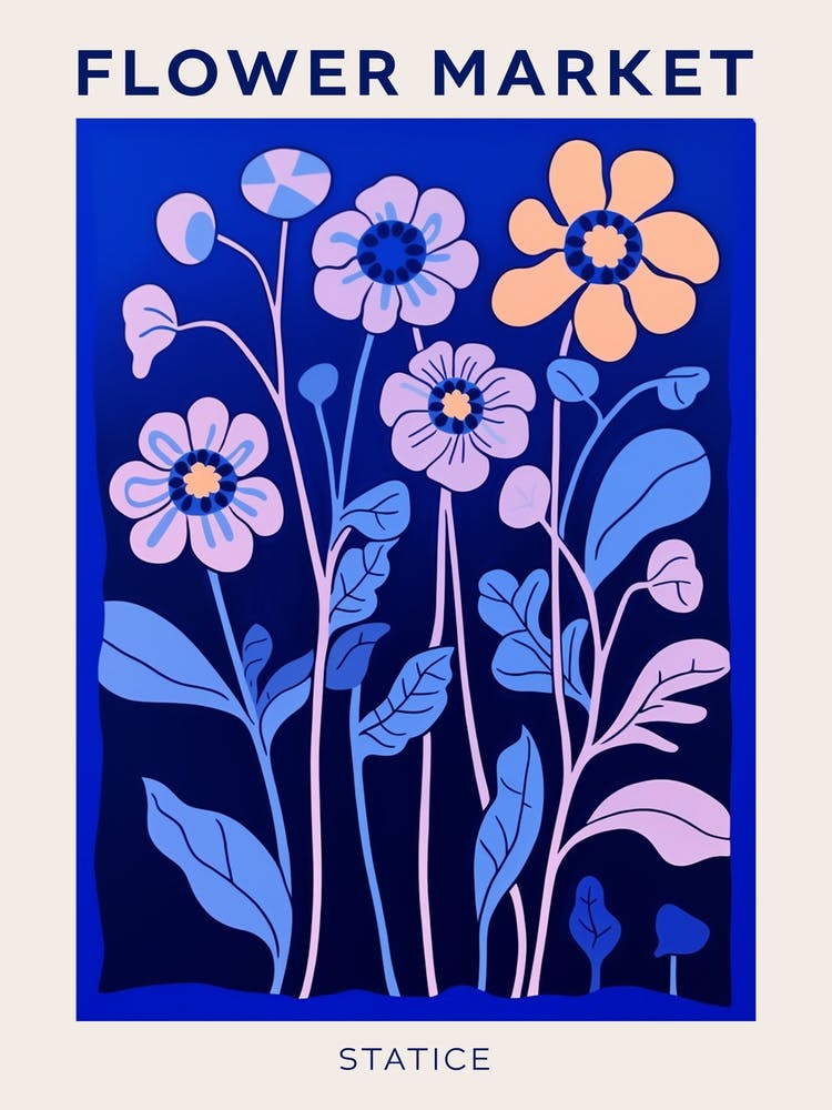 Blaues Blumenmarkt Poster Statice 3
