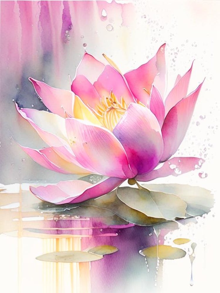 Pink Lotus Storybook Watercolour 2