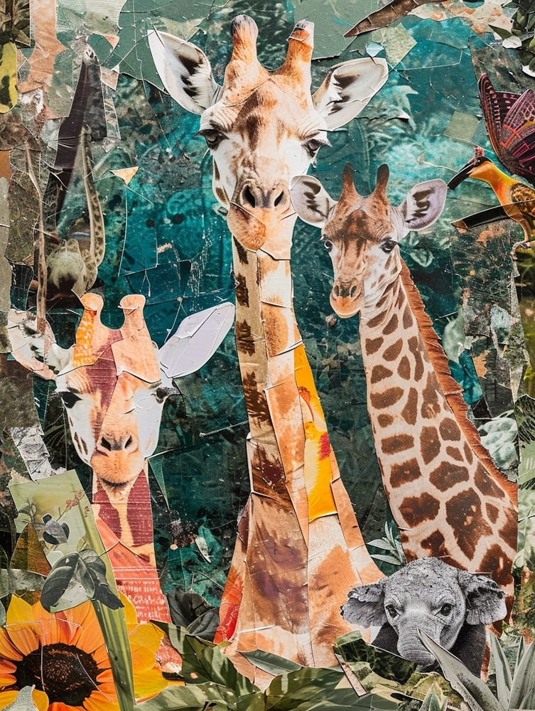 Kitsch Safari Animals Collage