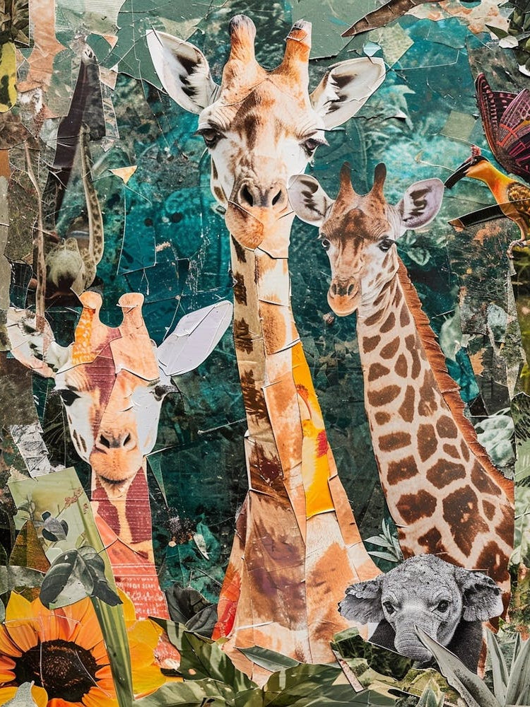 Kitsch Safari Animals Collage