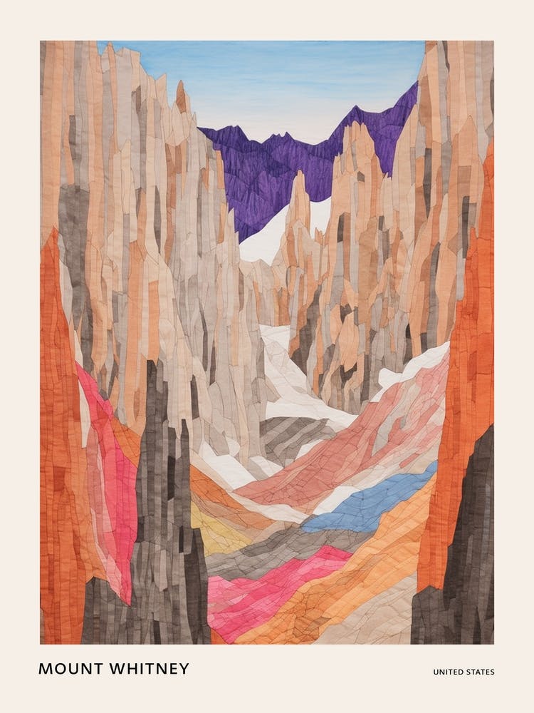 Mount Whitney United States 2 Colourful Mountain Illustration Poster