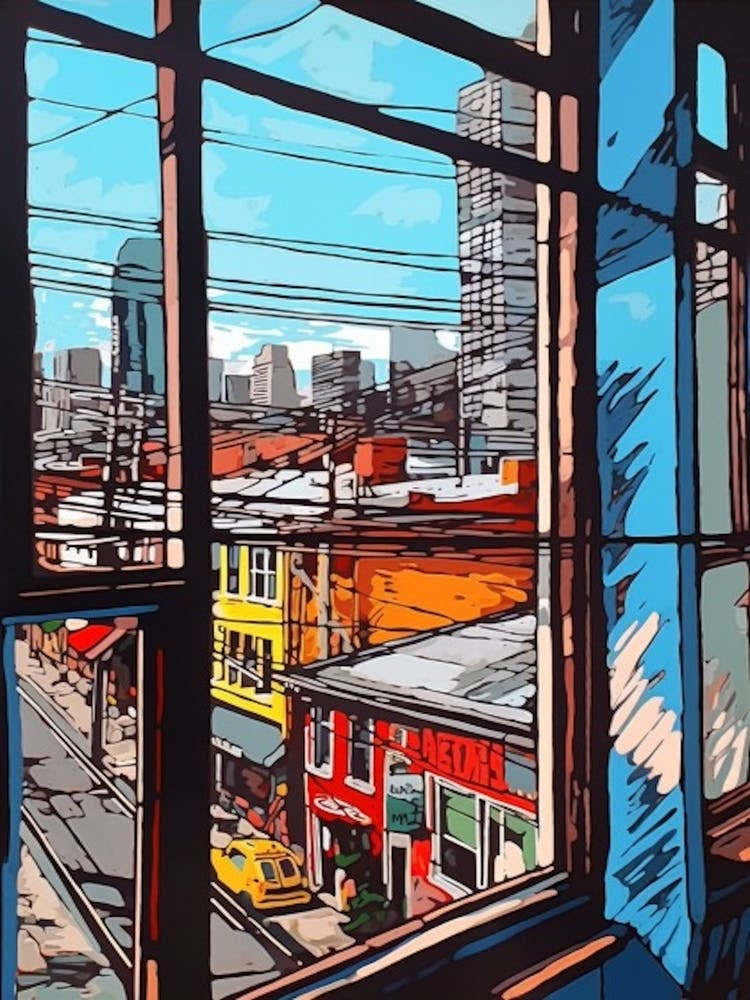 Window View Of Toronto Canada In The Style Of Pop Art 4