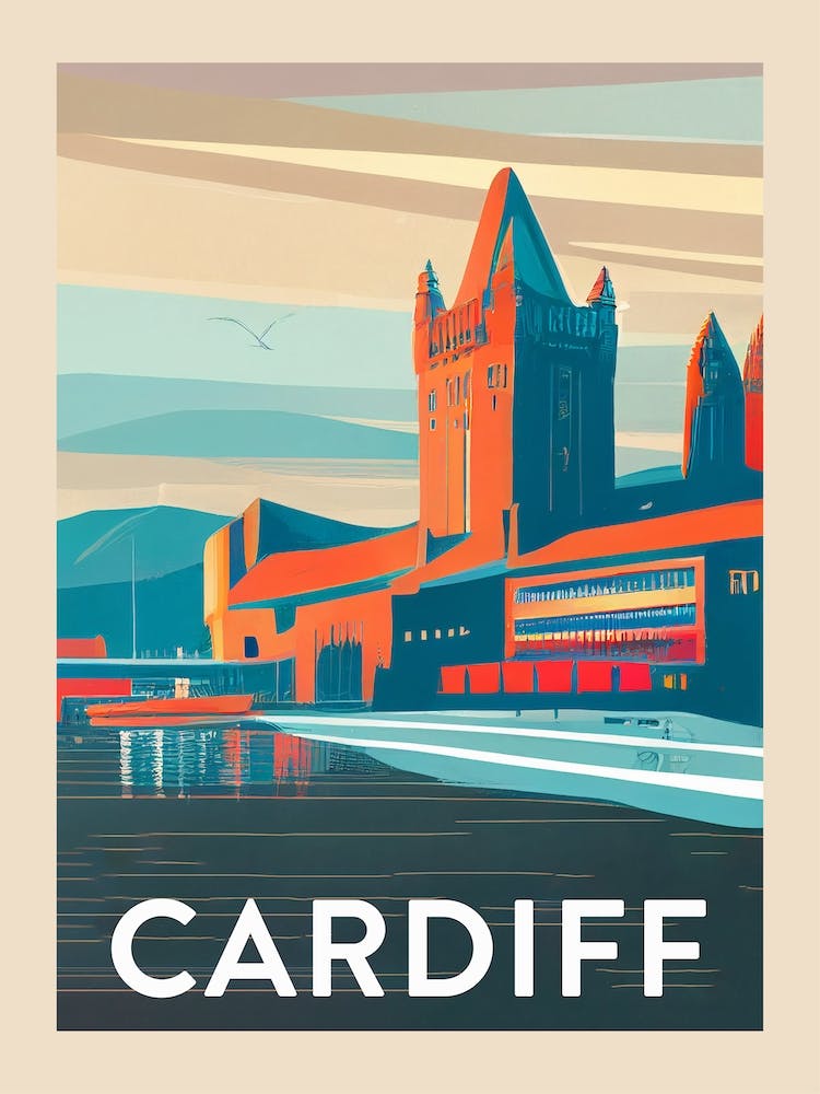Cardiff Affiche de Voyage Vintage