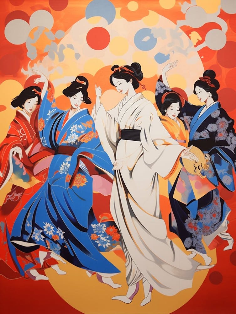 Awa Odori Dance Japanese Traditional Illustration 8