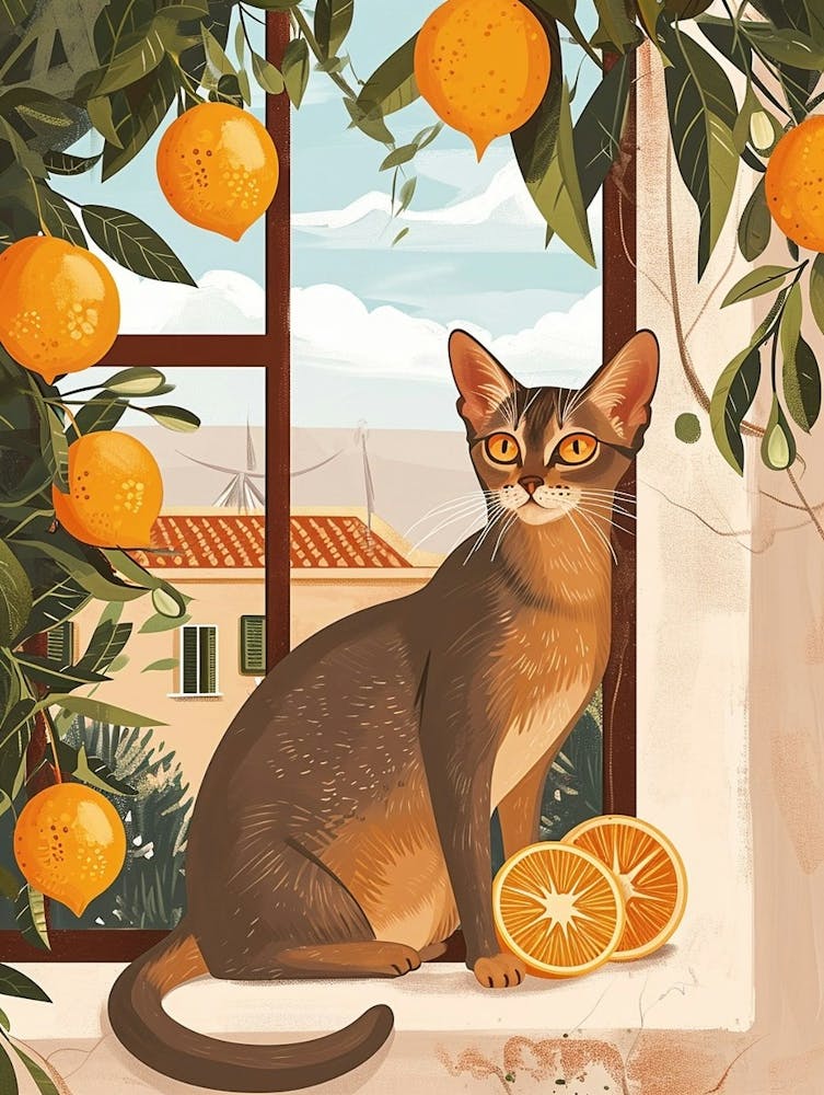 Abyssinian Cat Storybook Illustration 2
